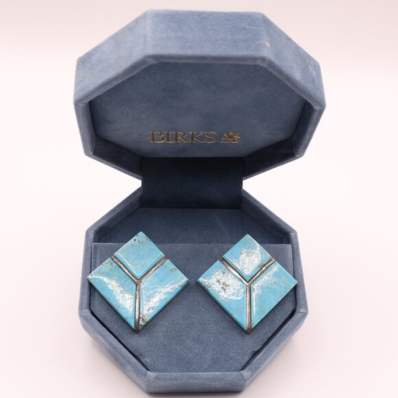 Vintage Navajo Turquoise & Sterling Silver Earrings - Picture 1 of 5